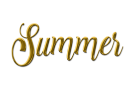 Gold volumetric 3D Text inscription Summer isolated cut out png