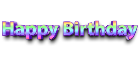 Rainbow volumetric 3D Text inscription Happy Birthday. isolation cut out png