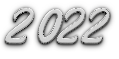 Metallic volumetric 3D Text of the inscription 2022 isolated cut out png