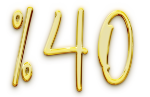 Golden volumetric 3D Text of the inscription 40 isolated cut out png