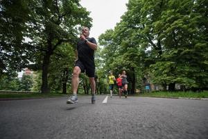 runners team on morning training photo
