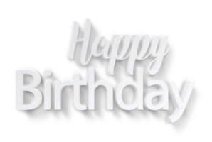 White volumetric 3D Text inscription Happy Birthday. isolation cut out png