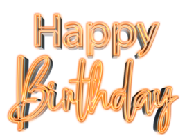 Orange volumetric 3D Text inscription Happy Birthday. isolation cut out png