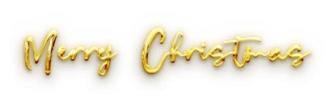 Golden volumetric 3D Text of the inscription Merry Christmas isolated cut out png