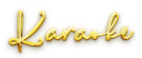 Golden volumetric 3D Text of the inscription Karaoke isolated cut out png