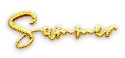 Golden volumetric 3D Text inscription Summer isolated cut out png