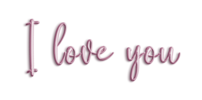 rosafarbene volumetrische 3D-Textballons mit dem Schriftzug „Ich liebe dich“ ausgeschnitten png