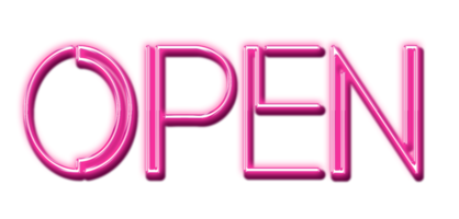 rosa neon text öppen skära ut png