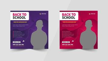 Back to school admission social web banner design vector