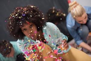 confetti party multiethnic group of people photo