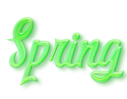 Green volumetric 3D Text inscription Love Spring isolated cut out png