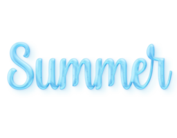 Blue volumetric 3D Text inscription Summer isolated cut out png