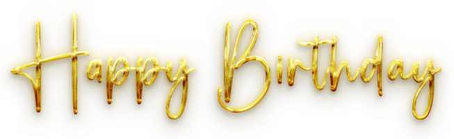 goldene volumetrische 3d-textaufschrift alles gute zum geburtstag. Isolierung ausgeschnitten png