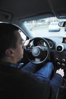 man using car navigation photo