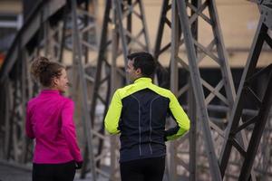 young  couple jogging photo