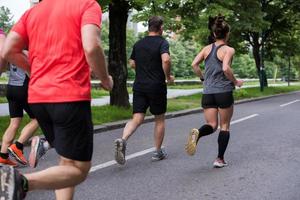 runners team on morning training photo