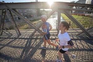 Couple jogging outside photo