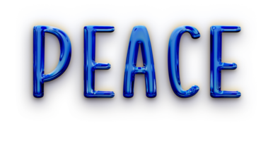 texto 3d volumétrico azul da inscrição paz isolada recortada png