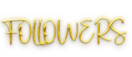 Golden volumetric 3D Text of the inscription Followers isolated cut out png