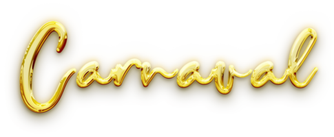 Golden volumetric 3D Text of the inscription Carnaval cut out png