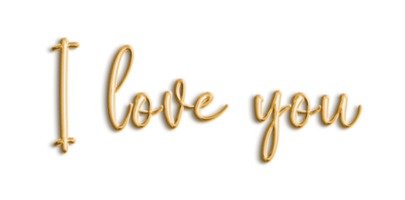 Golden Volumetric 3D Text Balloons Lettering I Love You cut out png