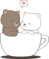 orsacchiotto orso e bianca polare orso nel un' caffè boccale illustrazione png