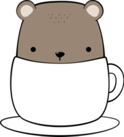 ursinho de pelúcia em uma ilustração de caneca de café