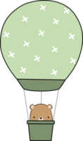 Björn i varm luft ballong tecknad serie illustration png