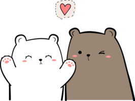 couple d'ours blanc et ours en peluche illustration de dessin animé de style plat png