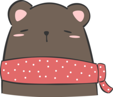 bear with scarf flat style cartoon illustration png