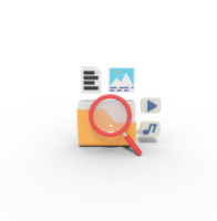 3d illustration of searching file in folder png