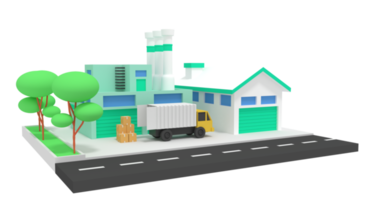 3d illustration of factory and goods storage warehouse png