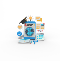 3d Illustration of online learning on smart phone png