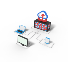 illustration 3d du téléchargement dans le serveur cloud png