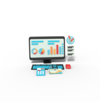 3d illustration de données statistiques dans l'ordinateur png