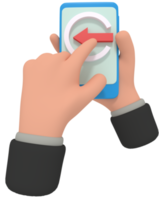 3D-Darstellung des Haltens des Telefons mit Login-App png