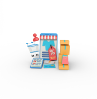 3d illustration of discount shopping in online shop png