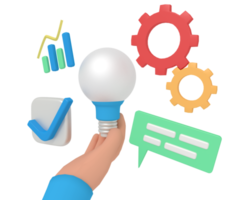 3d illustration of business idea in hand png