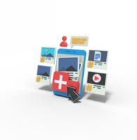 3d illustration of collection image on phone png