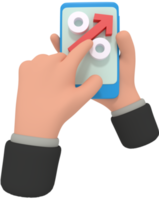 Illustration 3d de la tenue d'un téléphone avec application de pourcentage de profit png