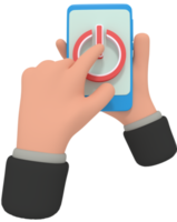 3d illustration of holding phone with app off png