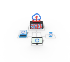 3d illustration of upload in cloud  server png