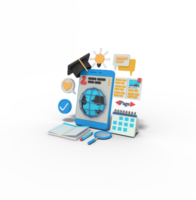 3d Illustration of online learning on smart phone png