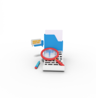 3d illustration of Searching document in box folder png