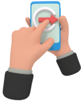 3d illustration of holding phone with logout app png