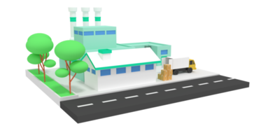 3d illustration of factory and goods storage warehouse png