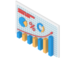 3d illustration av företag tillväxt analys png