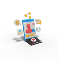 3d illustration of add friend on phone png