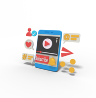 3d illustration of subscribe video on phone png