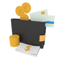 3d illustration of wallet and money png